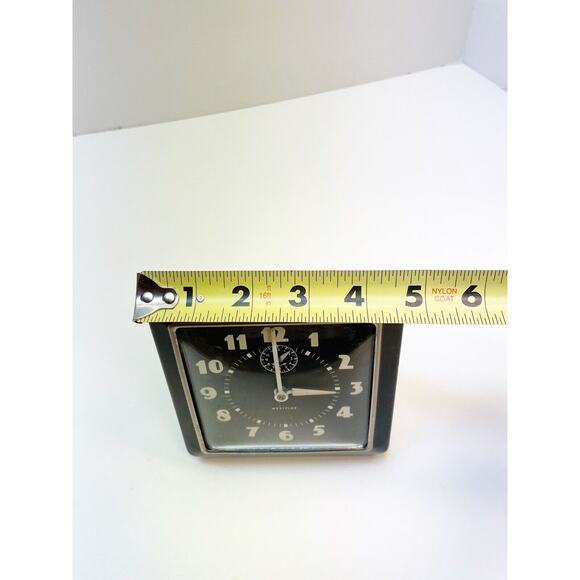 Antique Westclox Spur Model Square Mid Century Clock Chrome Accents Alarm Clock - Picture 7 of 9